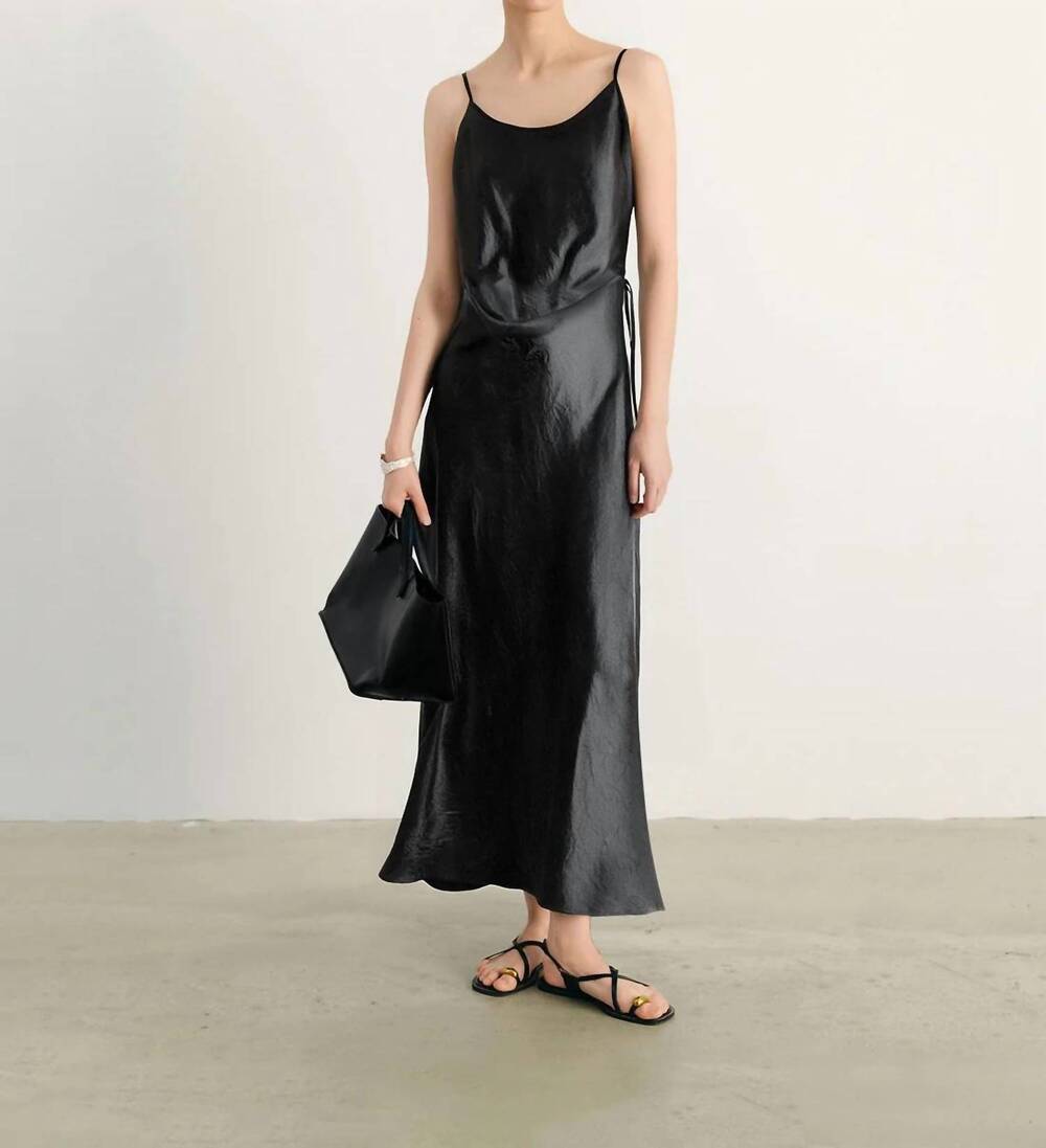 NEW MEILLEUR MOMENT pure acetate slip dress in black